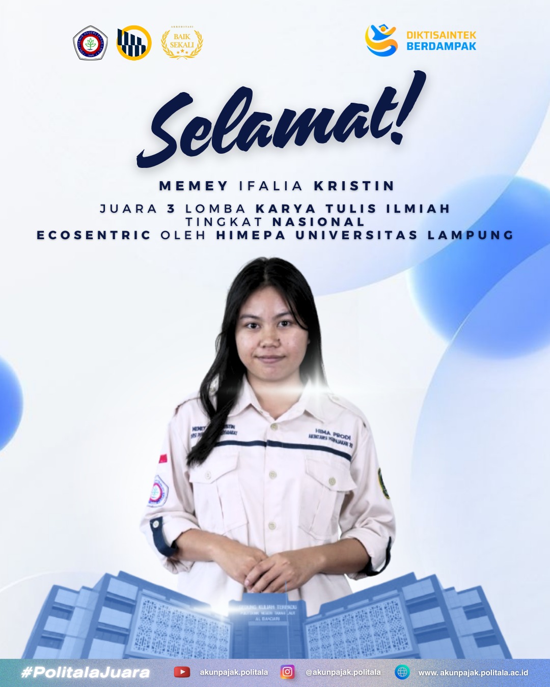 Mahasiswi Politala Raih Juara 3 Lomba Karya Tulis, Angkat Isu Ekonomi Sirkular dari Sampah Rumah Tangga